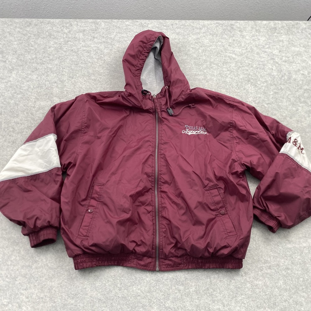 Texas A&M Aggies Jacket Mens XL Maroon NCAA Football Red Oak Reversible *STAINS*